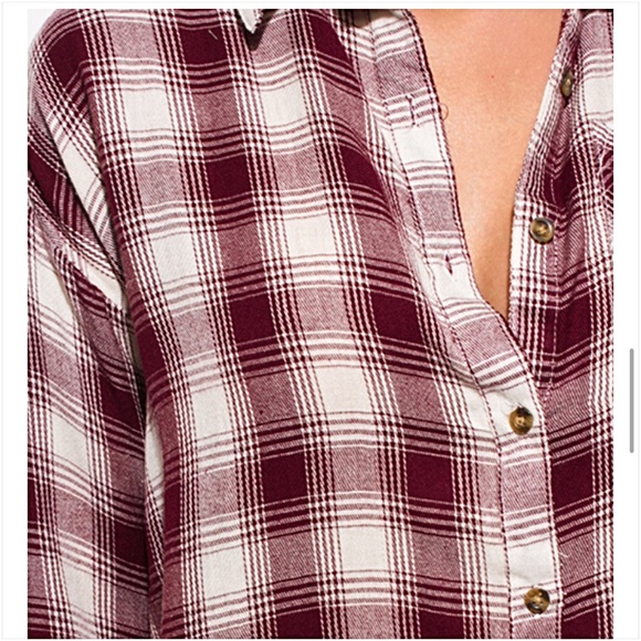 Boho Plaid Fringe Tunic Button Down Shirt SMLXL - Picture 8 of 8